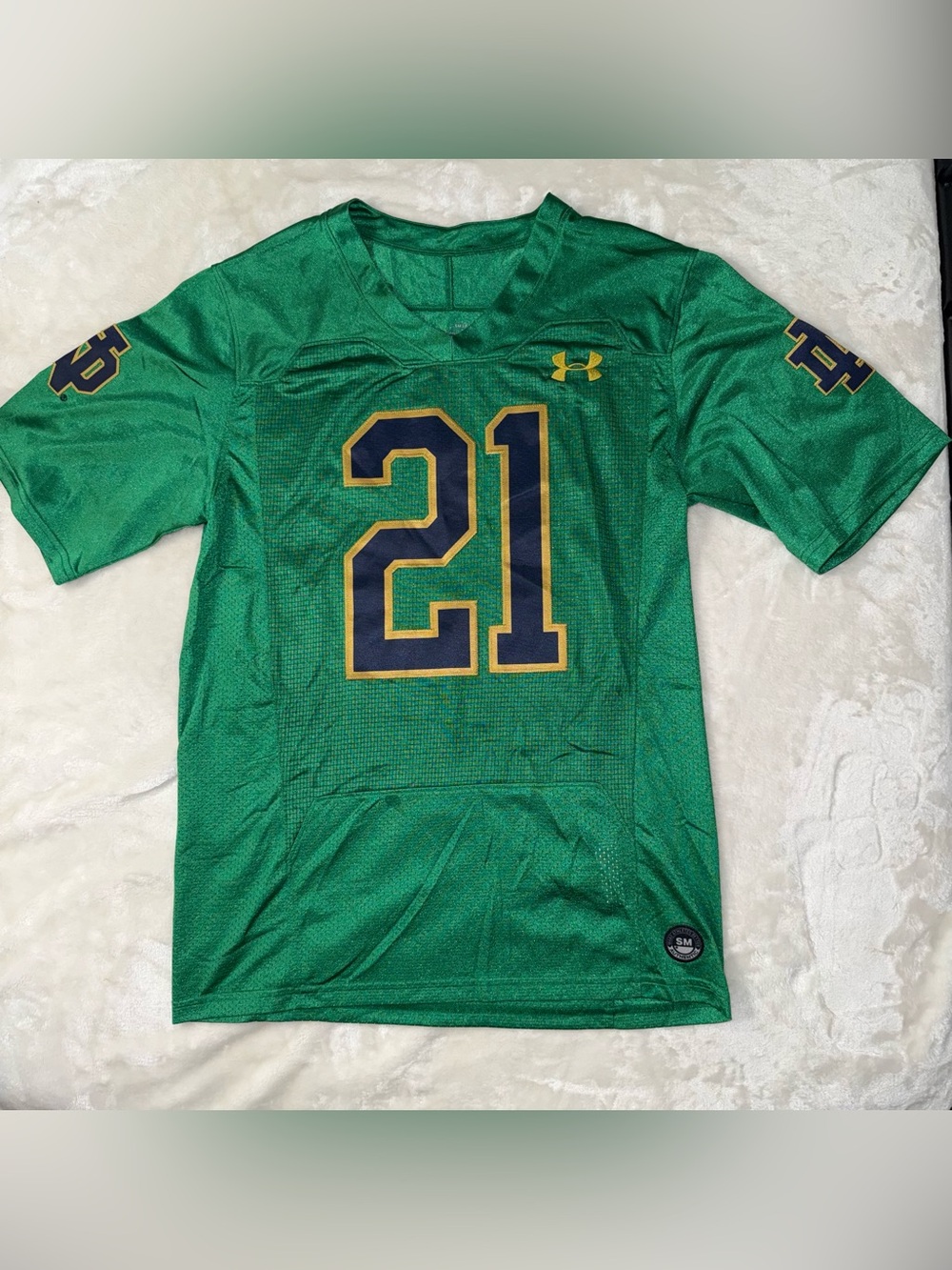 Under Armour Men’s Notre Dame Jersey with Navy and Gold Number 21